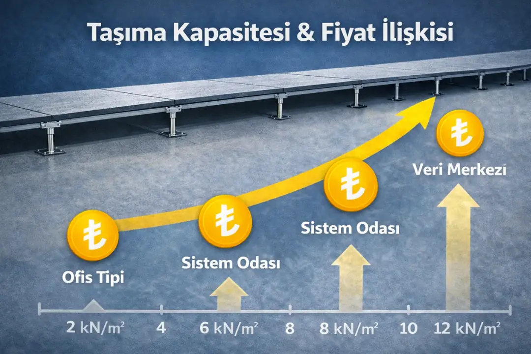Yükseltilmiş döşeme taşıma kapasitesi ve fiyat ilişkisi&nbsp;