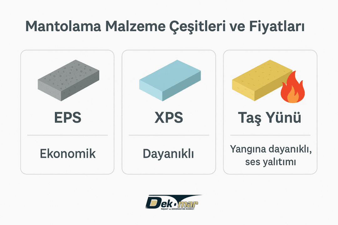 EPS, XPS ve taş yünü mantolama malzeme çeşitleri ve özellikleri. 
