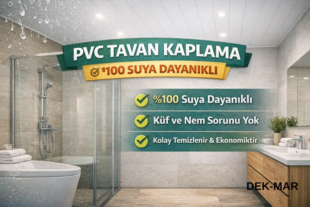 Banyolar için %100 suya dayanıklı PVC tavan kaplama uygulaması, küf ve nem problemlerine karşı ideal çözüm.&nbsp;