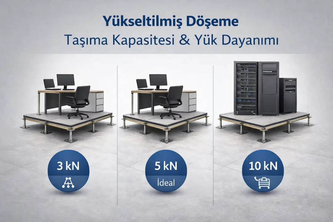 Yükseltilmiş döşeme taşıma kapasitesi ve yük dayanımı testi&nbsp;