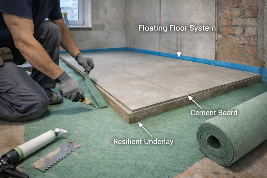 Zemin ses yalıtımı yüzer döşeme sistemi, darbe sesi azaltma&nbsp;