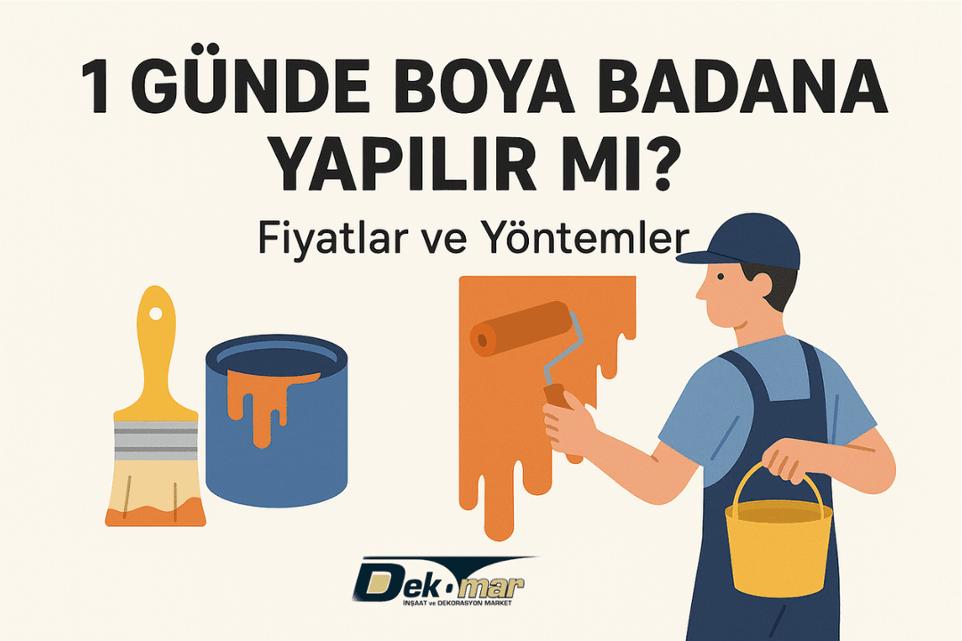 1 günde boya badana uygulaması yapan usta, duvar boyası ve fırça detaylarıyla çalışma sürecini gösteriyor. 