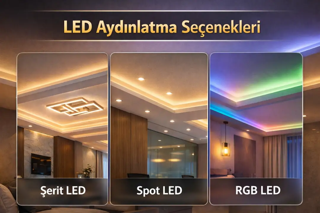 Şerit spot ve RGB led asma tavan aydınlatma türleri&nbsp;
