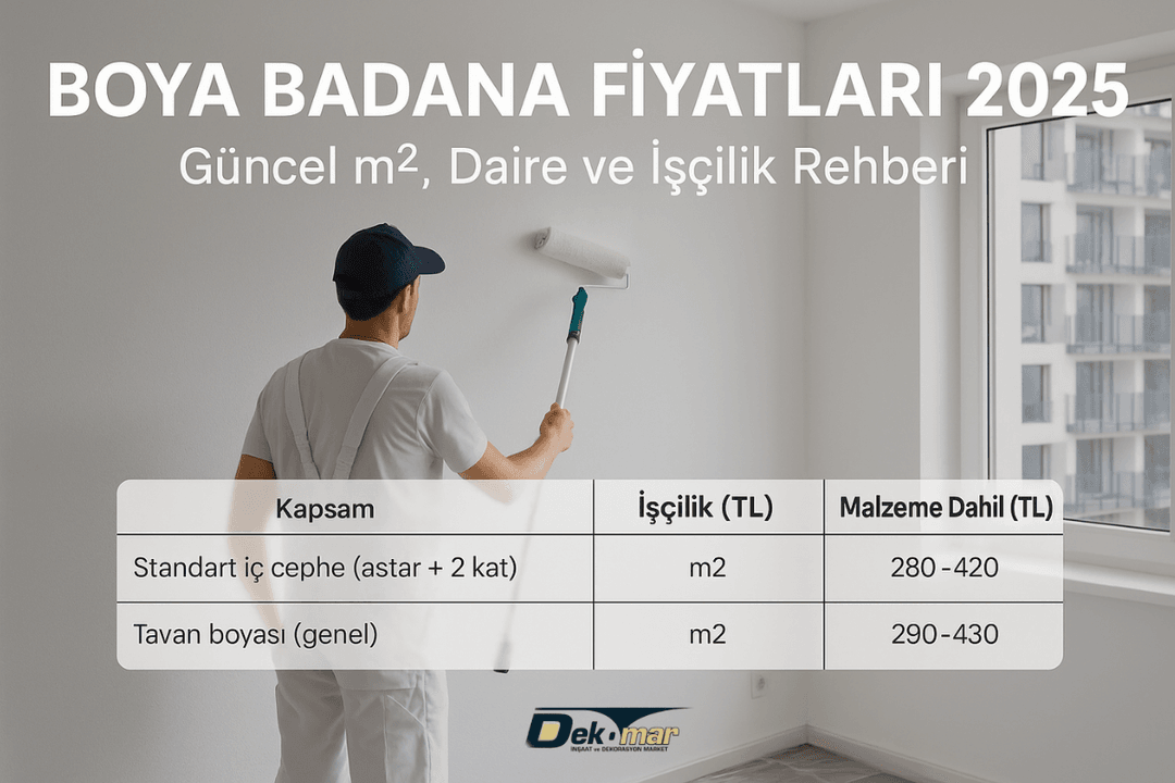 İstanbul’da profesyonel boya ustası, 2025 iç cephe boyama işinde açık renk rulo ile salon duvarını boyuyor. 