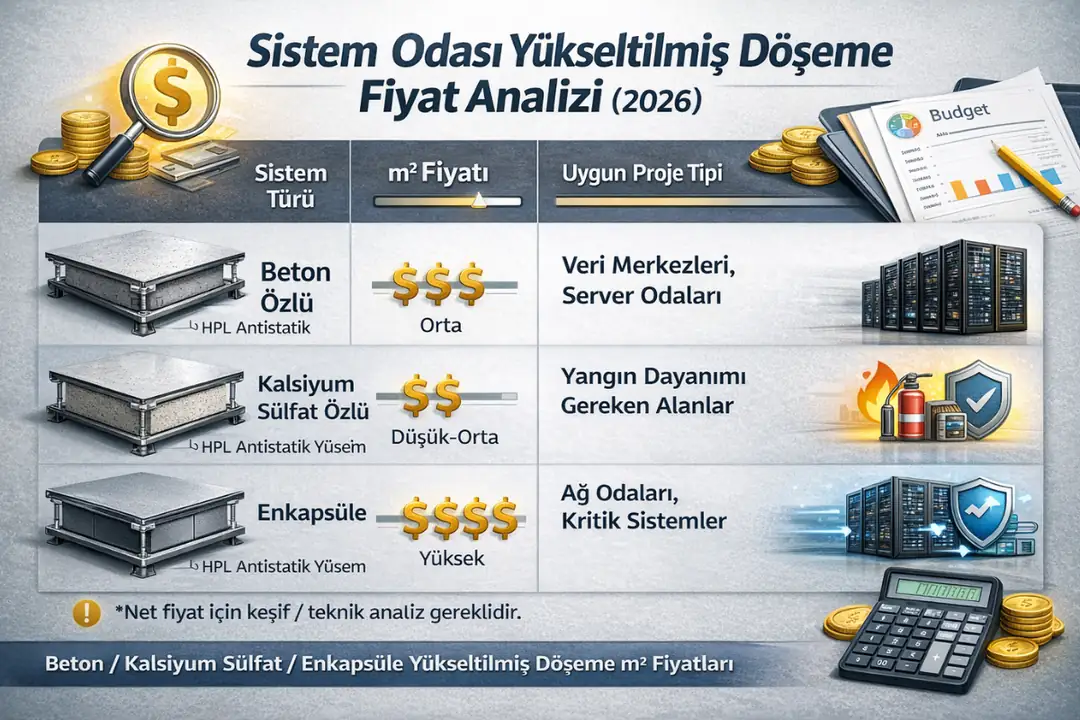 Sistem odası yükseltilmiş döşeme m2 fiyat analizi&nbsp;