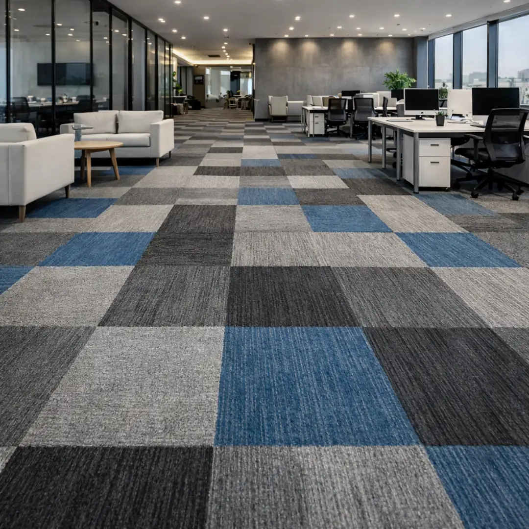 modern ofis zemininde kullanılan karo halı kaplama sistemi&nbsp;