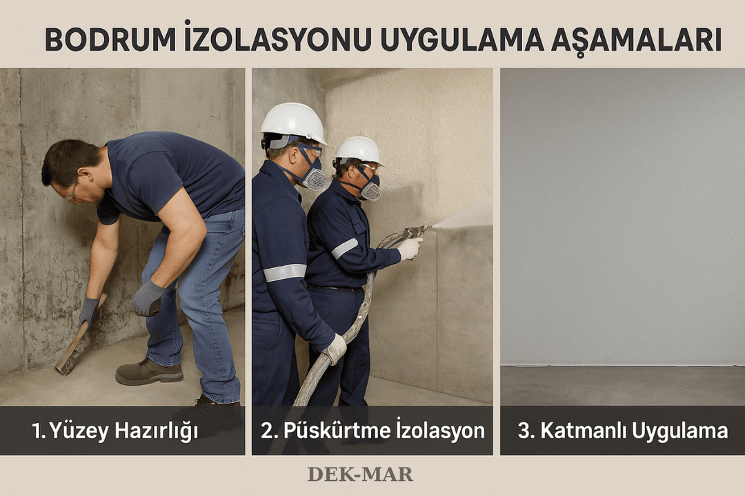 Bodrum izolasyonu uygulama aşamaları – yüzey hazırlığı, püskürtme izolasyon, katmanlı uygulama