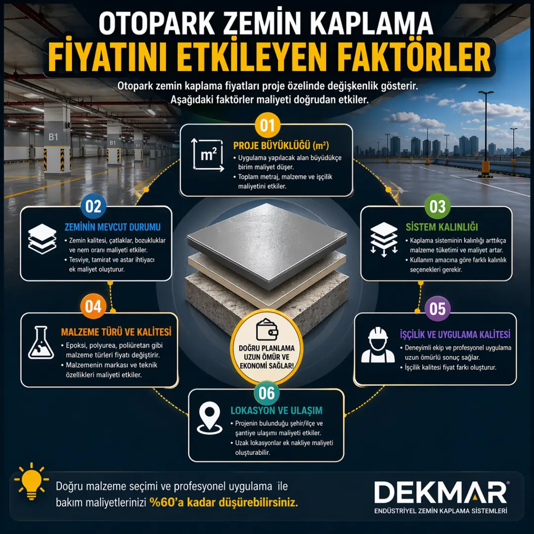 Otopark zemin kaplama fiyatını etkileyen faktörler zemin durumu m2 sistem kalınlığı işçilik&nbsp;