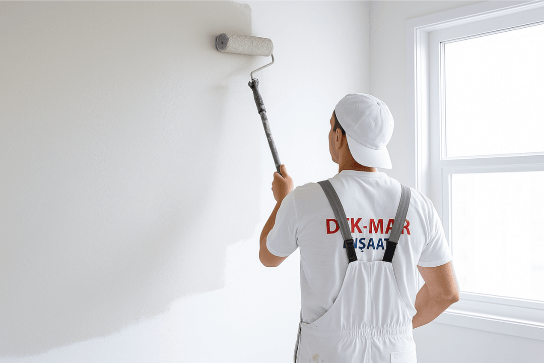 Dek-Mar İnşaat ekibi Beylikdüzü’nde iç cephe boyama çalışması yapıyor. 