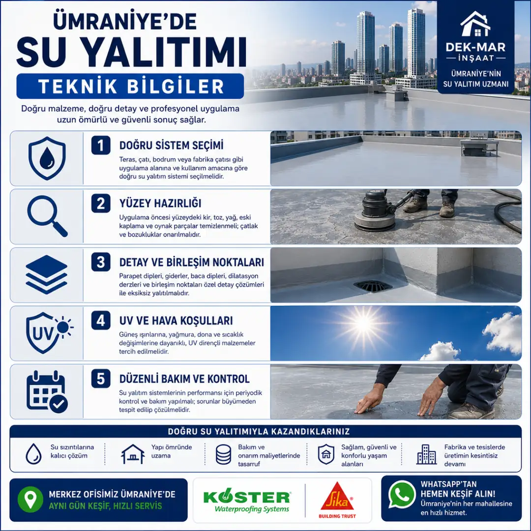 Ümraniye su yalıtımı uygulamalarında dikkat edilmesi gereken teknik bilgiler