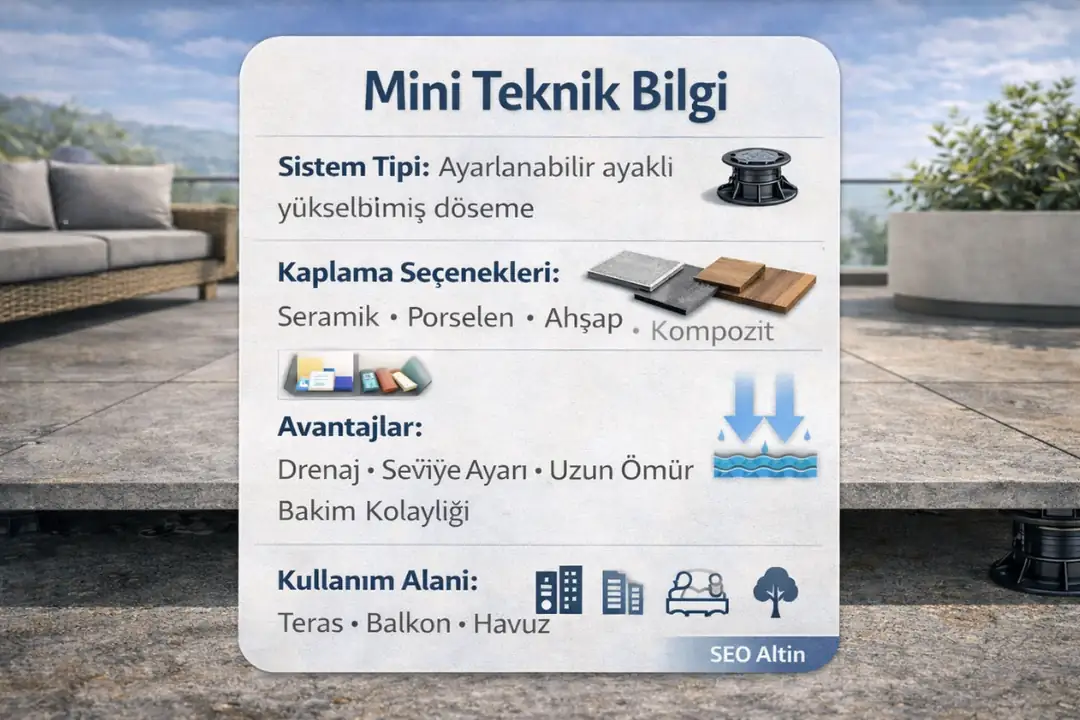Dış mekan yükseltilmiş döşeme mini teknik bilgi kutusu&nbsp;