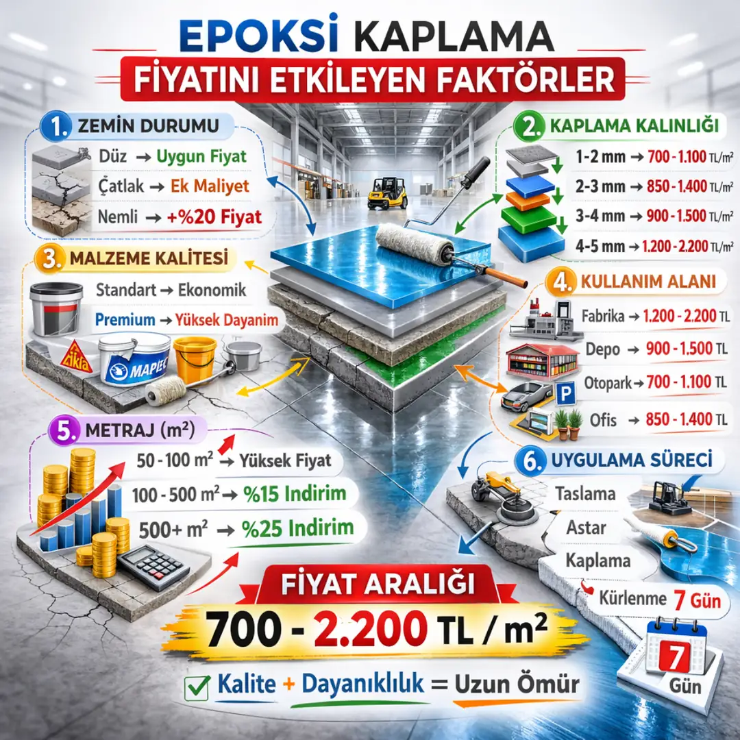 Epoksi kaplama fiyatını etkileyen faktörler kalınlık zemin metraj&nbsp;