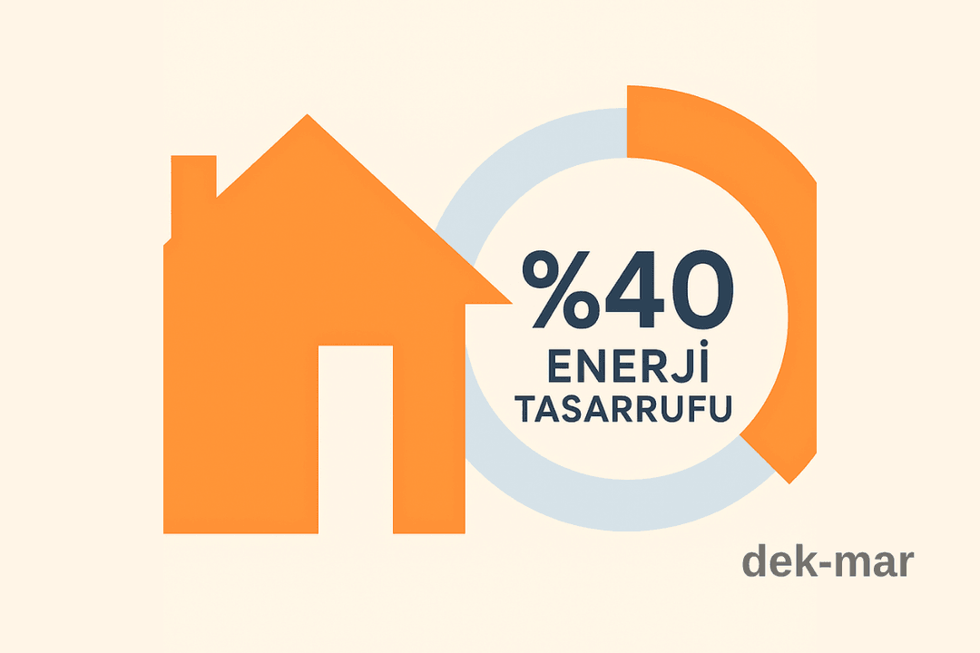 Ev dış cephe mantolama ile %40 enerji tasarrufu sağlayan grafik. 