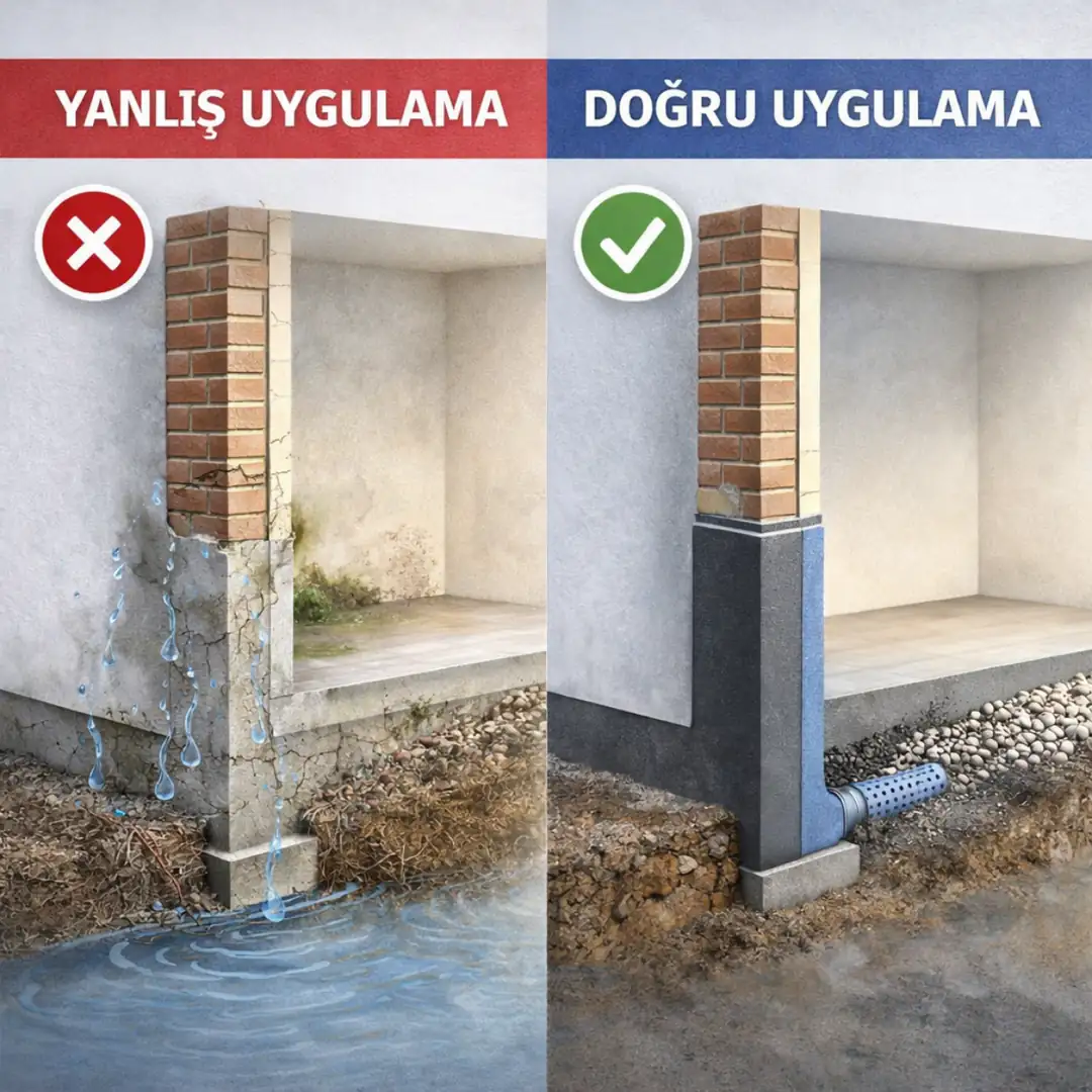 Rutubetli duvarda yanlış boya uygulaması ve doğru yalıtım sonrası kalıcı çözüm karşılaştırması&nbsp;