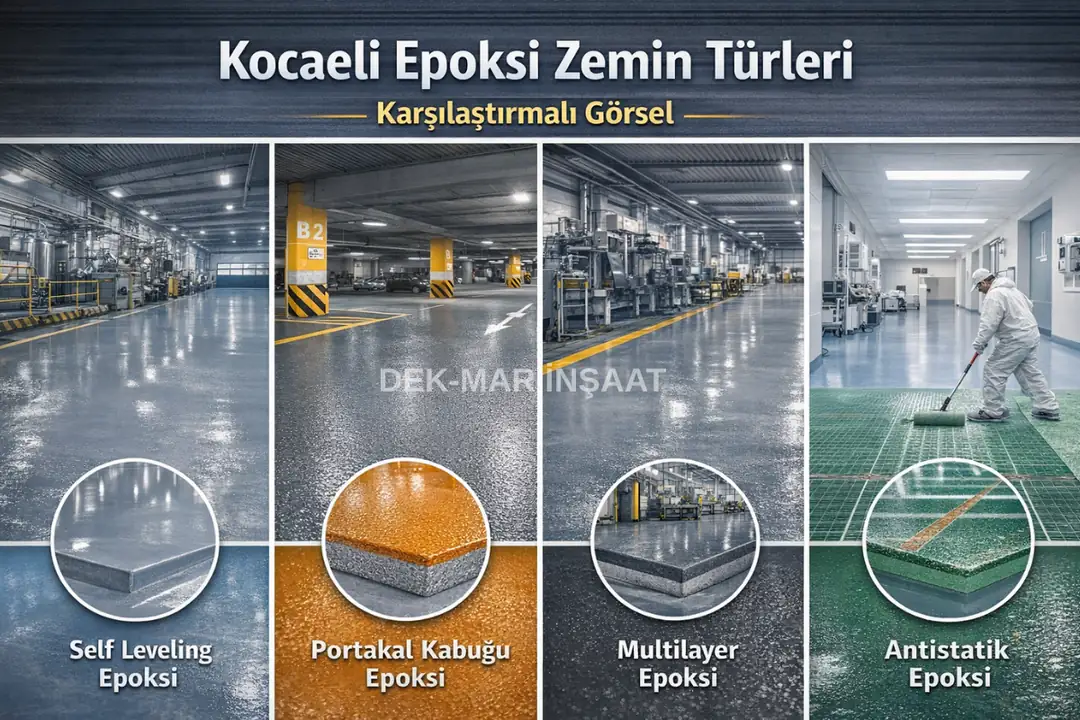 Kocaeli epoksi zemin türleri karşılaştırması; self leveling, portakal kabuğu ve multilayer sistemler&nbsp;