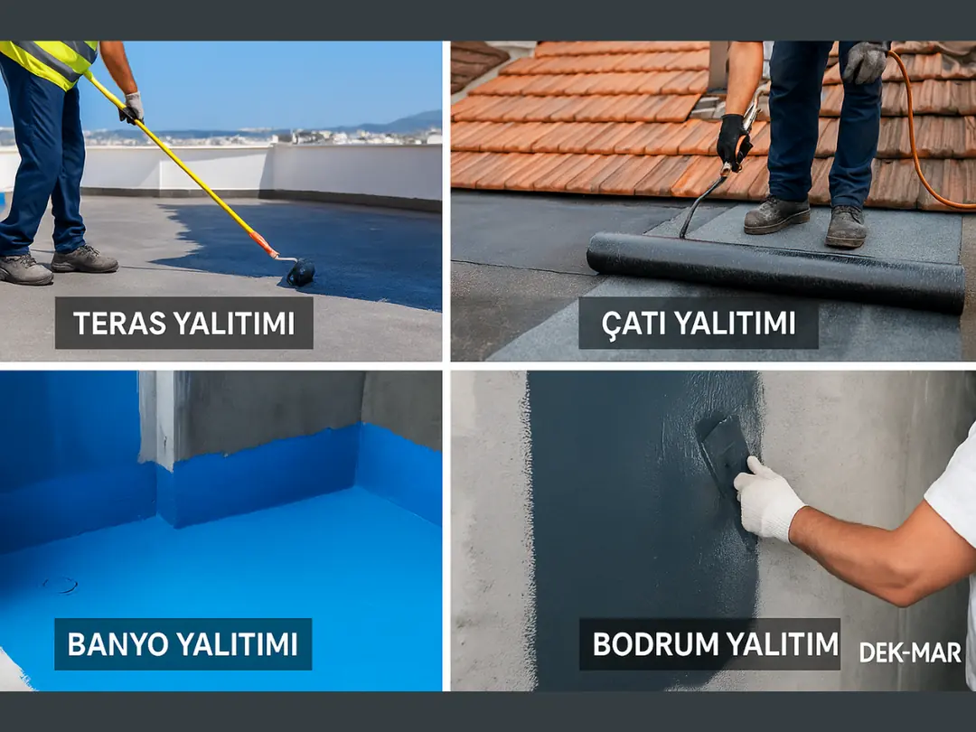 Teras, çatı, banyo ve bodrum su yalıtımı hizmet alanları – Dek-Mar izolasyon kolajı