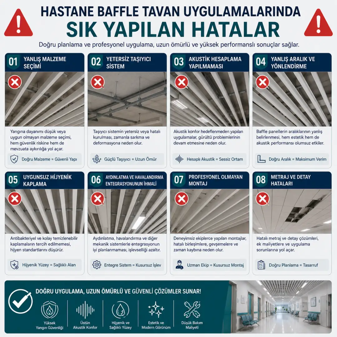 Hastane baffle tavan uygulamalarında sık yapılan hatalar