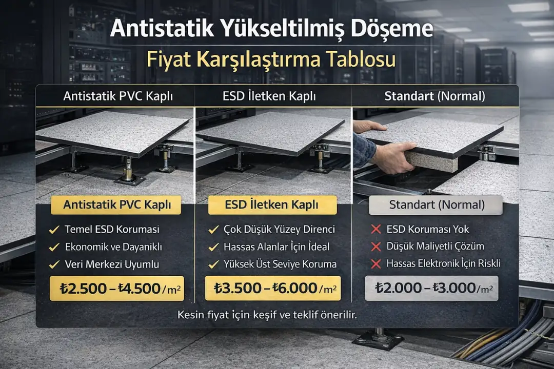 Antistatik yükseltilmiş döşeme fiyat karşılaştırma tablosu&nbsp;