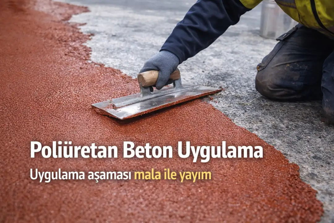 Poliüretan beton kaplama uygulama aşaması mala ile yayım&nbsp;
