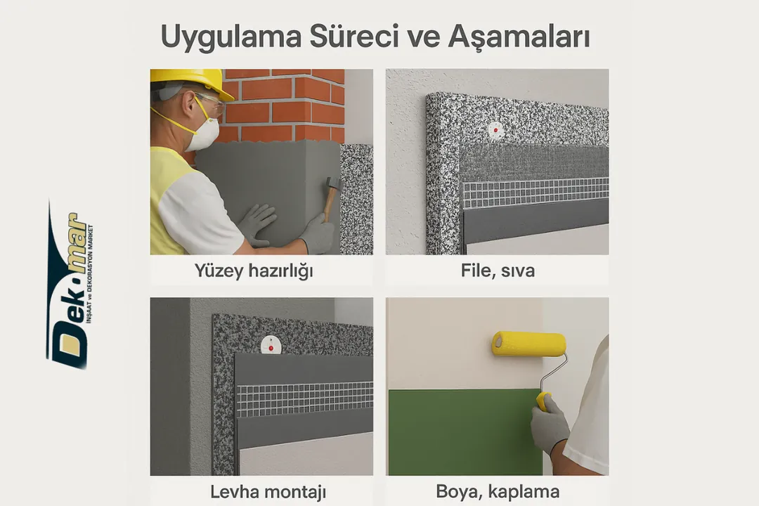 Capatect Dalmaçyalı mantolama uygulama aşamaları: yapıştırıcı, dübel, file ve kaplama katmanları