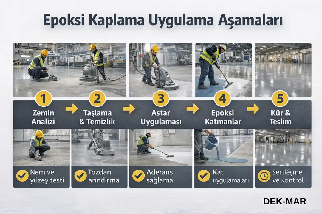 Endüstriyel epoksi kaplama uygulama aşamaları – zemin hazırlığı, astar ve epoksi katmanlar&nbsp;