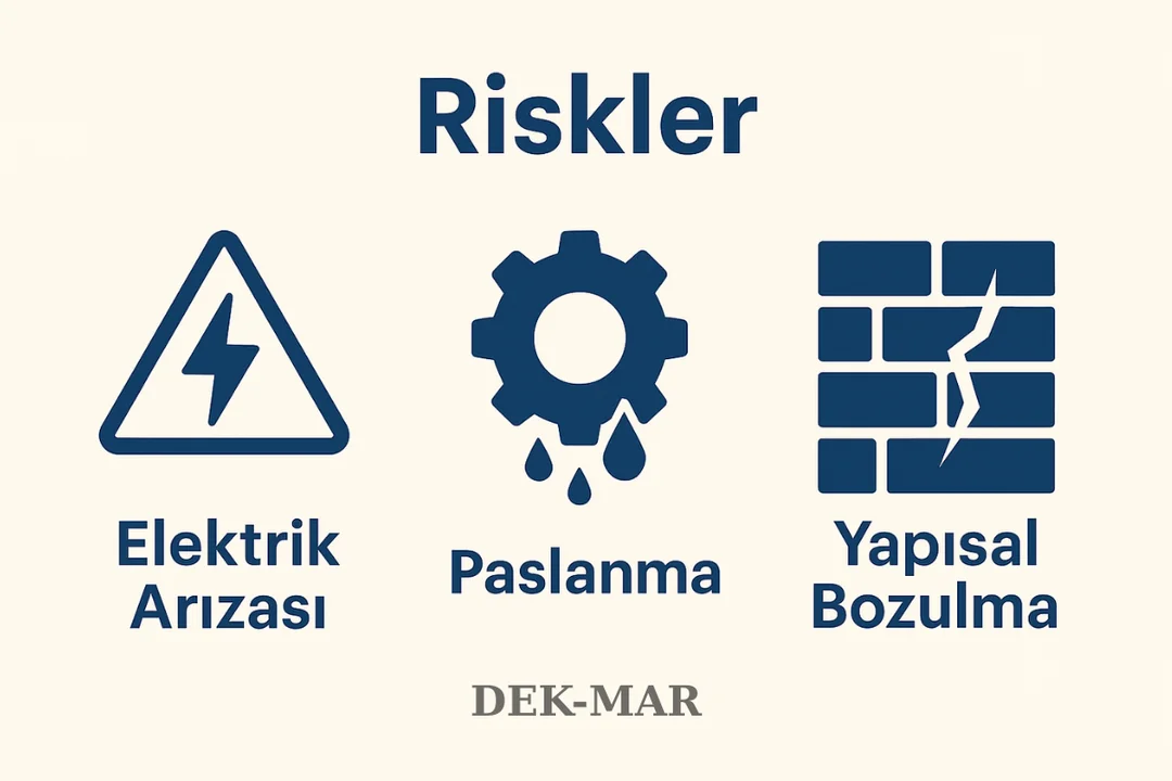 Asansör boşluğuna su dolmasının elektriksel ve yapısal riskleri 