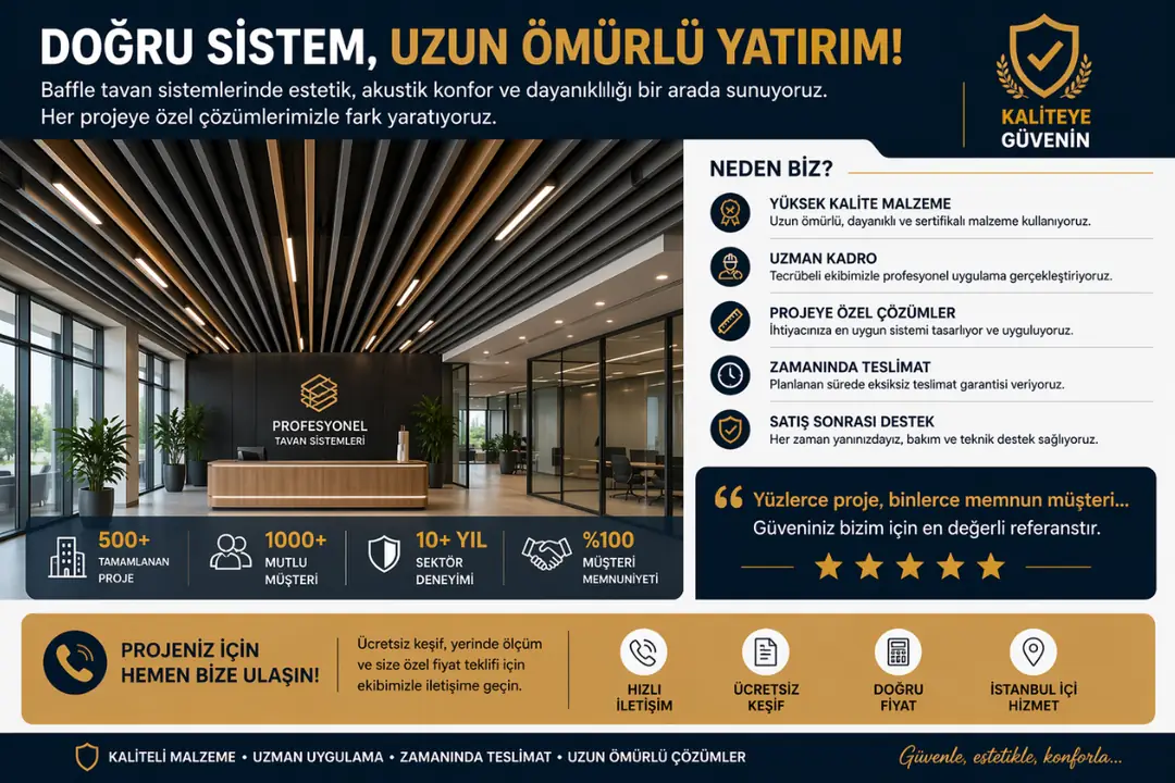 Tamamlanmış baffle tavan projesi modern ofis ve ticari alan tavan tasarımı&nbsp;