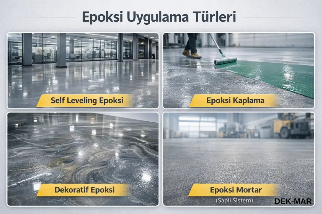 Self leveling, dekoratif ve endüstriyel epoksi uygulama türlerinin karşılaştırması&nbsp;