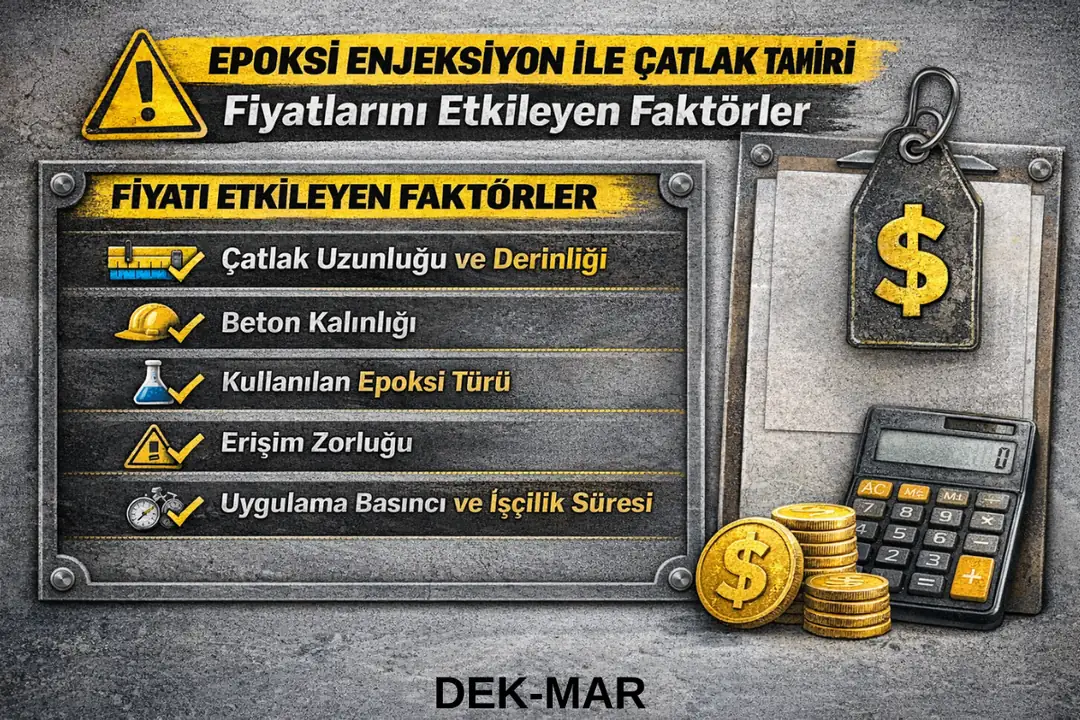 Epoxy enjeksiyon ile çatlak tamiri fiyatını etkileyen faktörler – çatlak uzunluğu, beton kalınlığı, epoksi türü ve işçilik&nbsp;