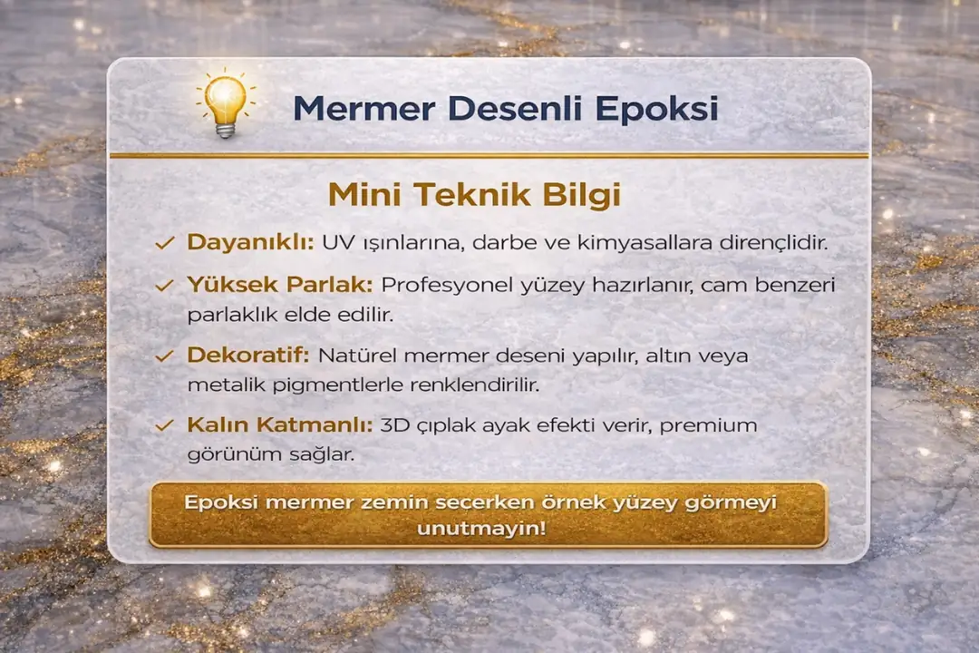 Mermer desenli epoksi zemin kaplama teknik özellikler ve dayanım bilgileri&nbsp;
