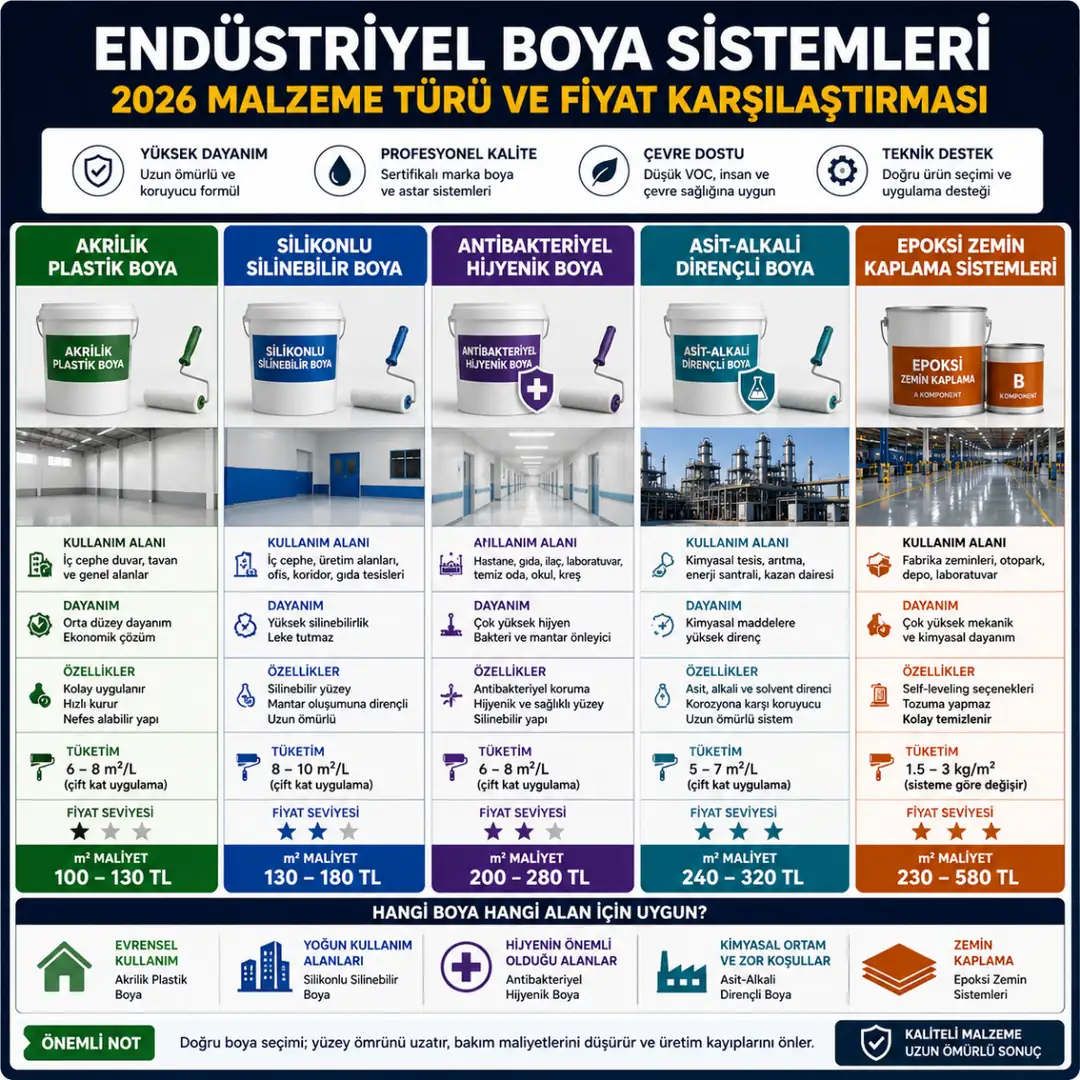 Endüstriyel boya sistemleri akrilik silikonlu epoksi antibakteriyel boya türleri&nbsp;