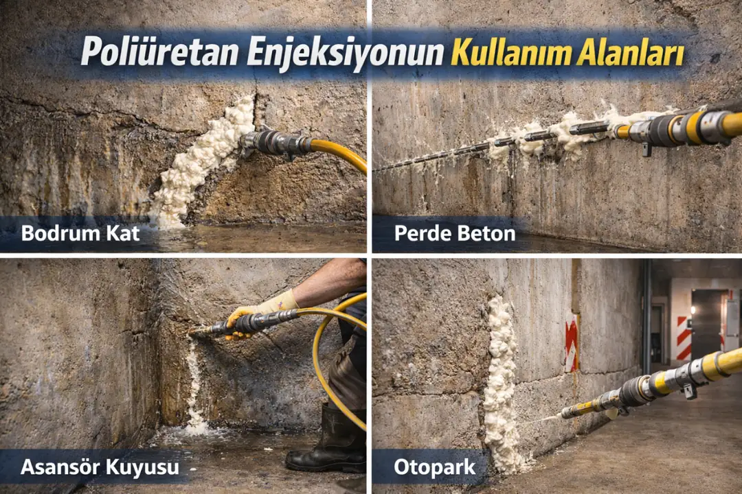 Poliüretan enjeksiyon su yalıtımının bodrum, perde beton ve asansör kuyularında kullanımı&nbsp;