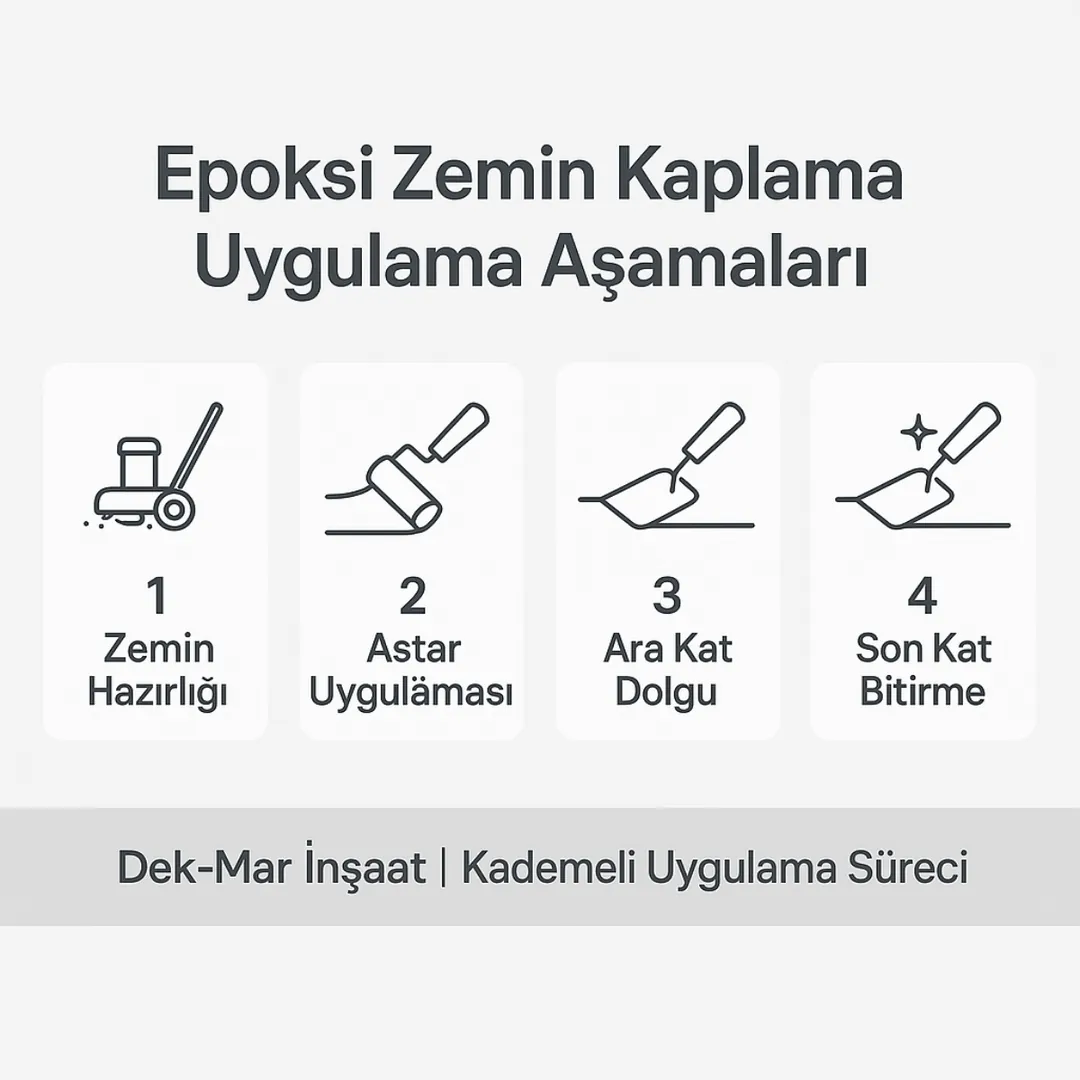 Epoksi zemin kaplama aşamaları – zemin hazırlığı, astar, dolgu, son kat – Dek-Mar 2025