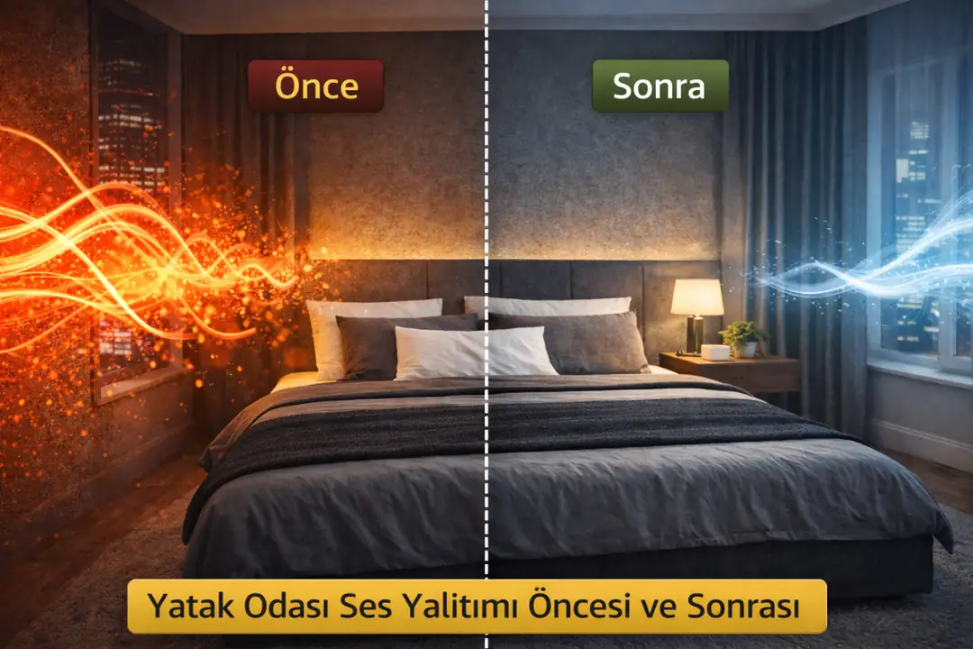 Yatak odası ses yalıtımı öncesi ve sonrası gürültü farkı&nbsp;