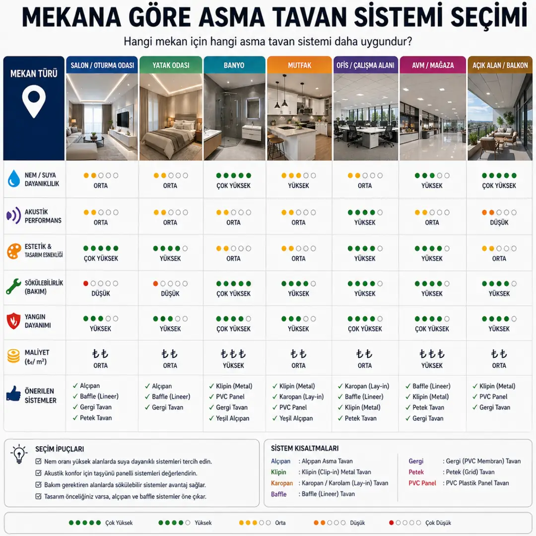 Banyo ofis salon için hangi asma tavan sistemi uygun seçim rehberi&nbsp;