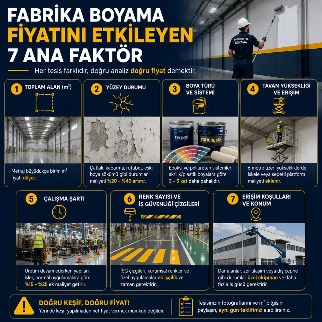 Fabrika boyama fiyatını etkileyen faktörler metraj boya tipi yükseklik yüzey durumu