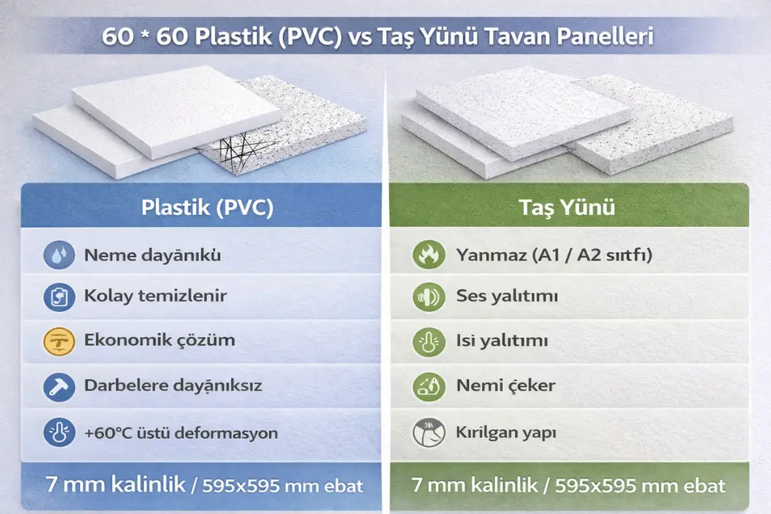 60 * 60 plastik tavan mı taşyünü mü