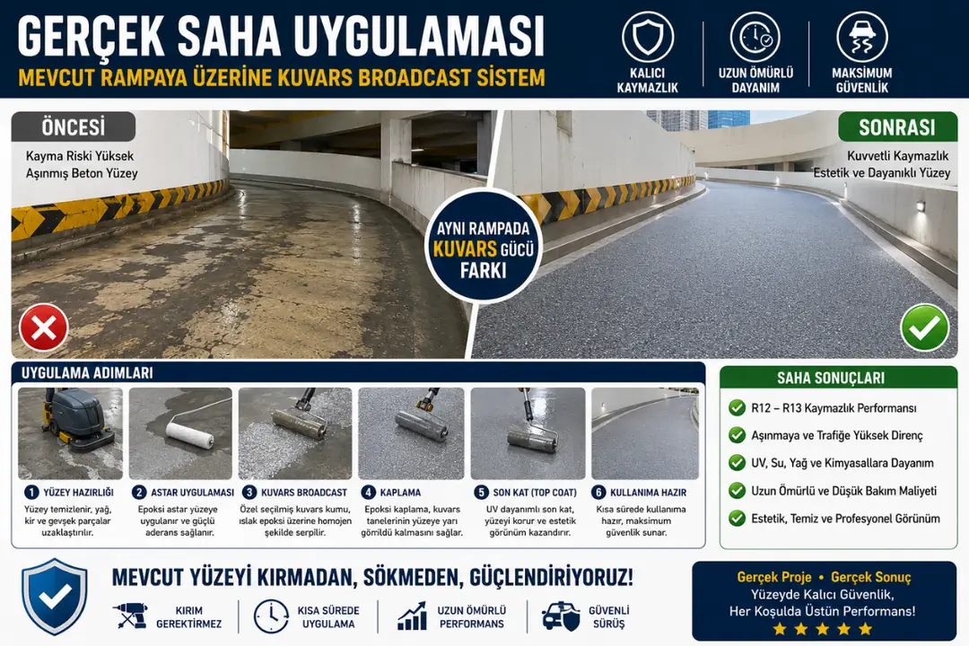 İstanbul otopark rampasında kaymaz epoksi uygulama çalışması&nbsp;