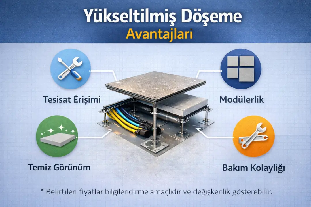Yükseltilmiş döşeme sistemlerinin ofis ve ticari alanlara sağladığı avantajlar