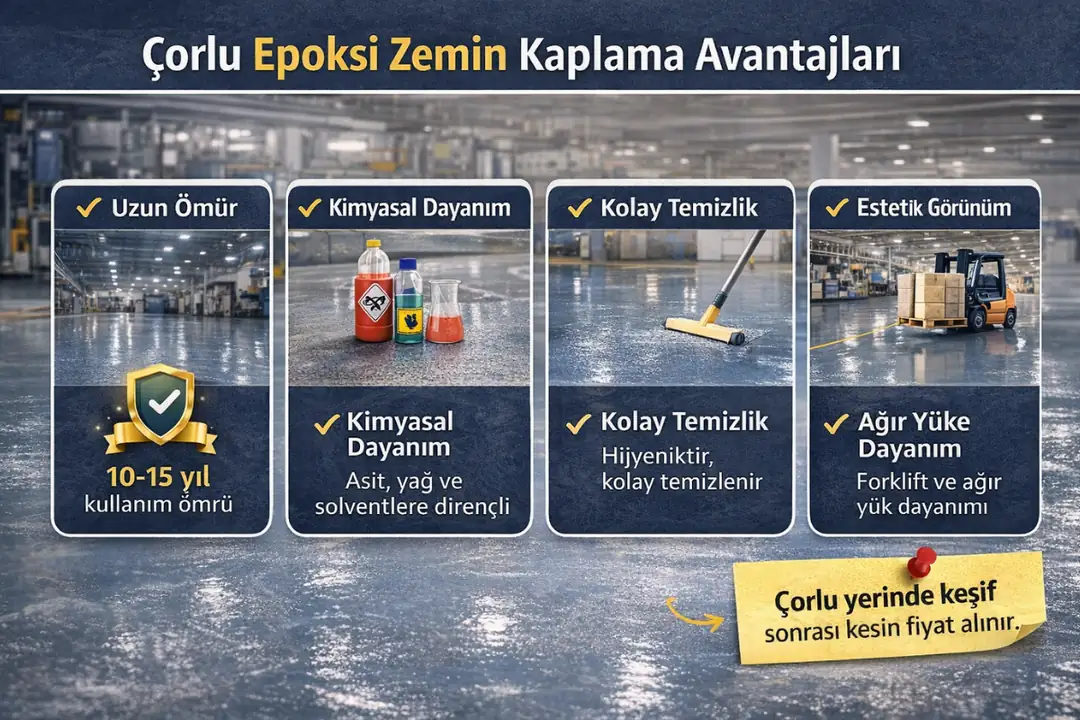 Çorlu epoksi zemin kaplama avantajları dayanıklı hijyenik ve uzun ömürlü zemin sistemi&nbsp;