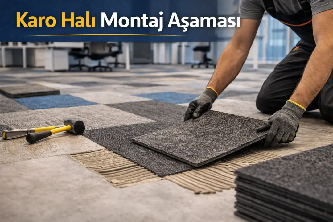 modüler karo halı montaj uygulama aşaması&nbsp;