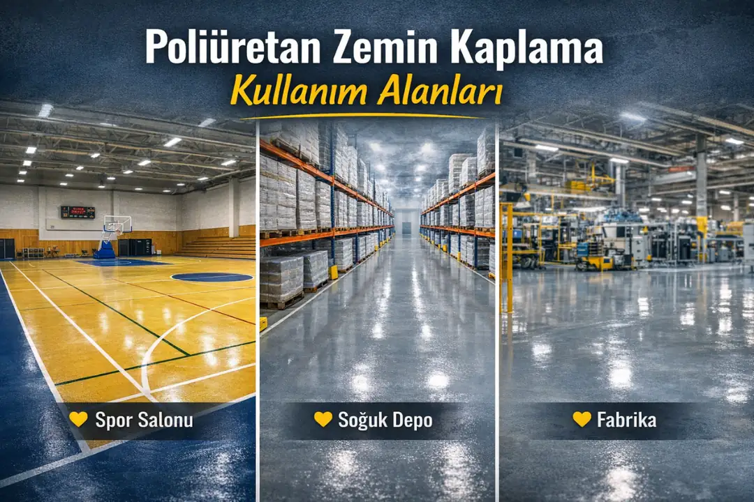 Poliüretan zemin kaplama kullanım alanları; fabrika, spor salonu, soğuk depo ve endüstriyel tesis uygulamaları