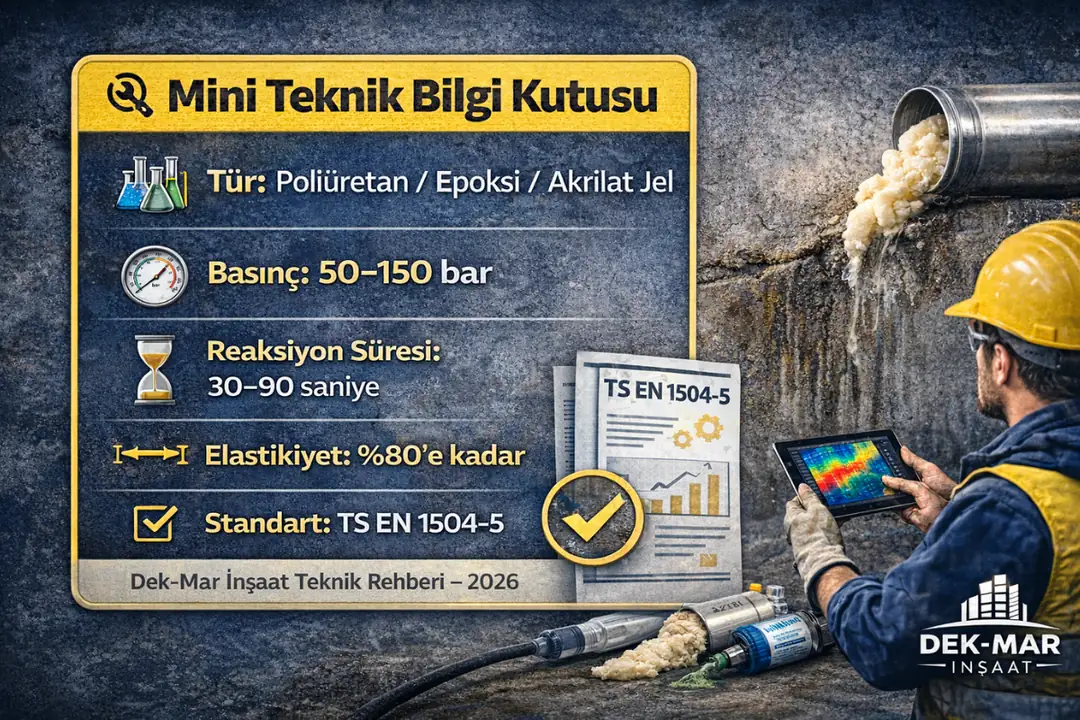 Enjeksiyon izolasyon teknik bilgi parametreleri TS EN 1504-5 standardı&nbsp;