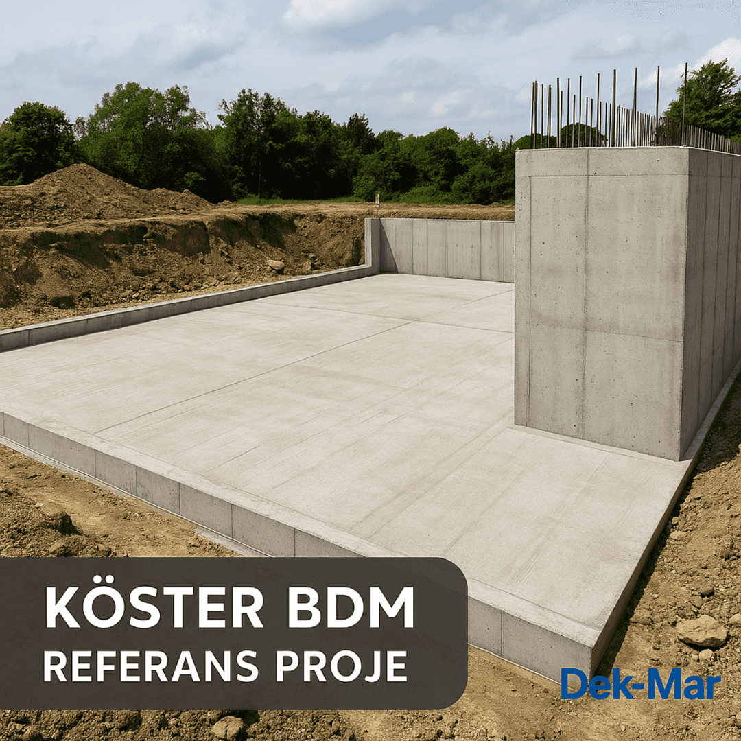 Dek-Mar İnşaat tarafından Köster BDM kullanılarak yapılmış radye temel ve perde duvar referans projesi. 