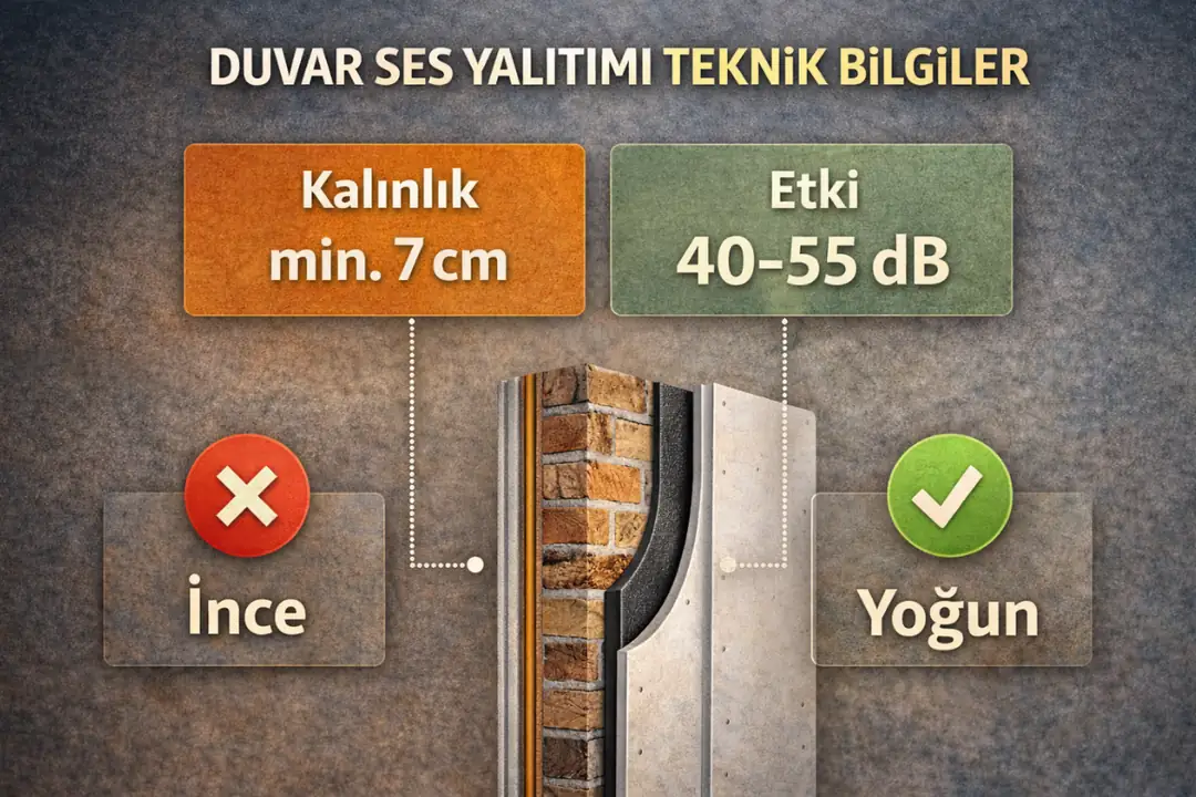 Duvar ses yalıtımı teknik bilgiler, kalınlık ve ses kesim değerleri