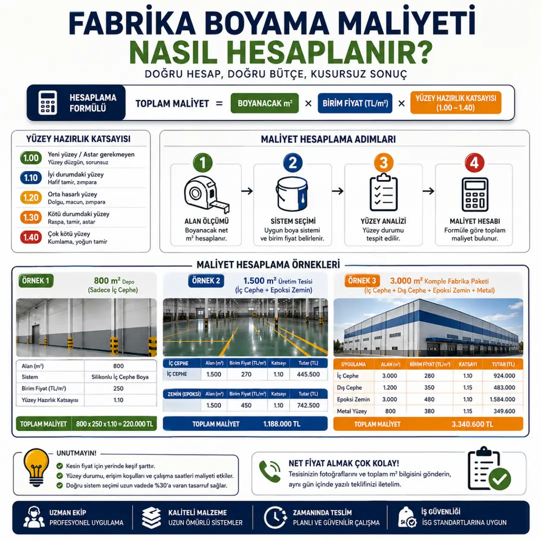 1000 m2 fabrika boyama maliyet hesaplama örneği epoksi zemin ve iç cephe fiyat analizi&nbsp;