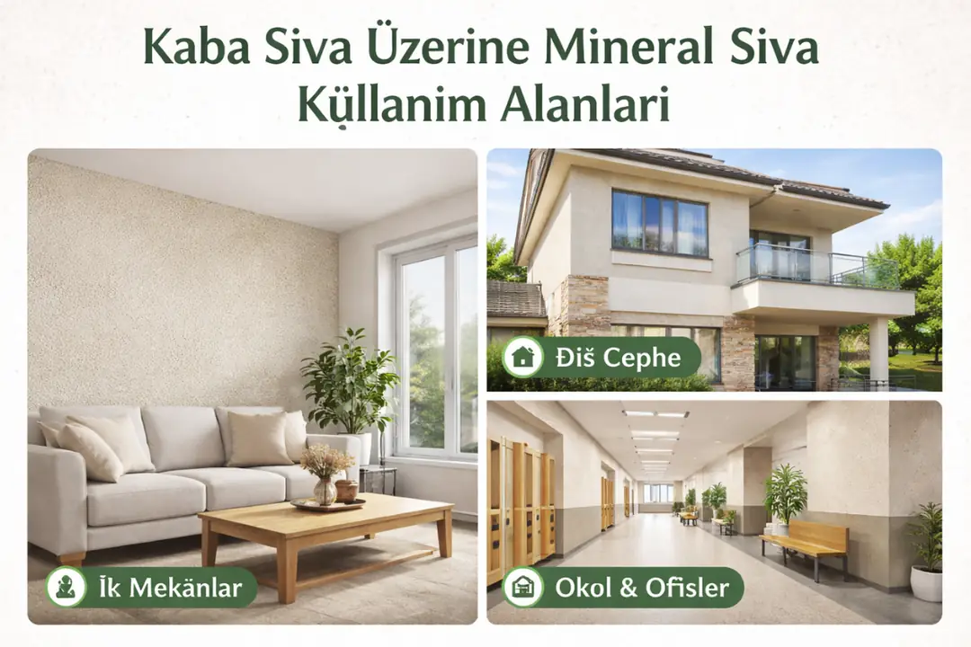 Kaba sıva üzerine mineral sıva kullanım alanları – iç cephe, dış cephe ve ticari yapılar&nbsp;