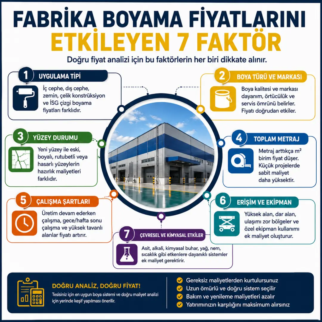 Fabrika boyama fiyatını etkileyen faktörler boya tipi yükseklik yüzey durumu metraj&nbsp;