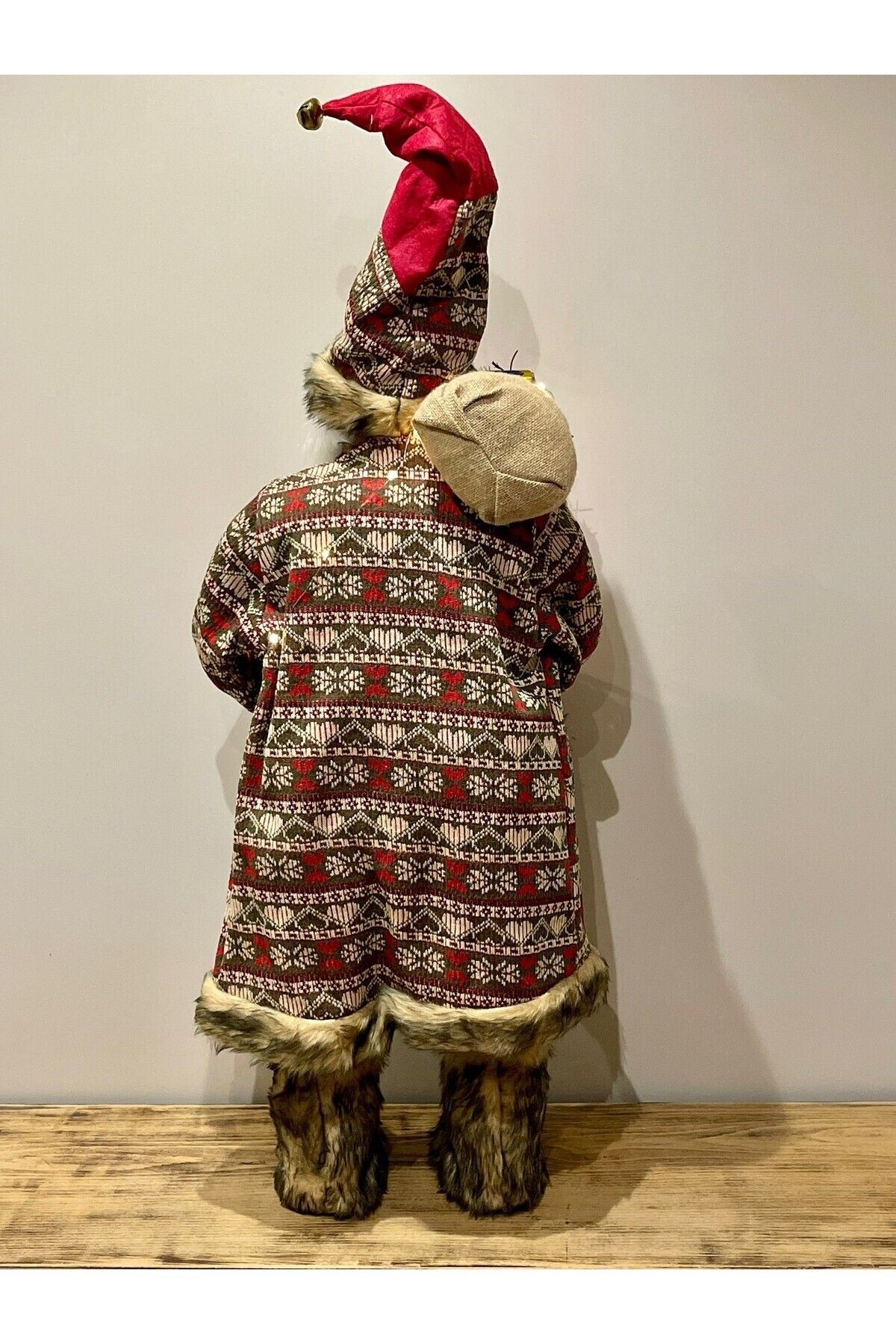 Noel Baba, 2025 Yeni Yıl Hediyesi, Işıklı Noel Baba, Yılbaşı Hediye Paketlı Noel Baba, 114cm - kırmızı