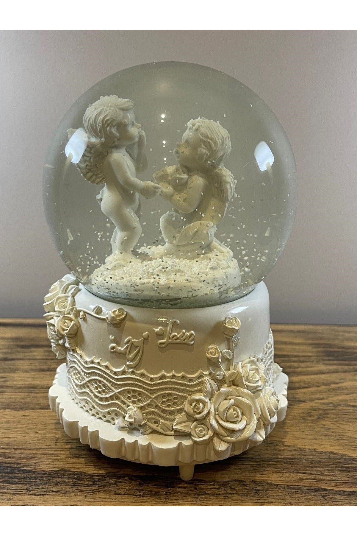 Deluxe Su Kar Küresi , Işıklı, Müzikli, Hareketli, Kendinden Kar Yağdırma, Melekler Fanus 15X11cm